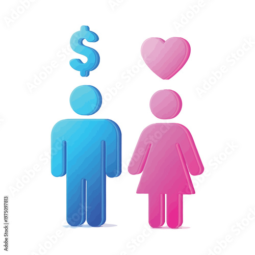 Symbolic representation of gender roles and financial love