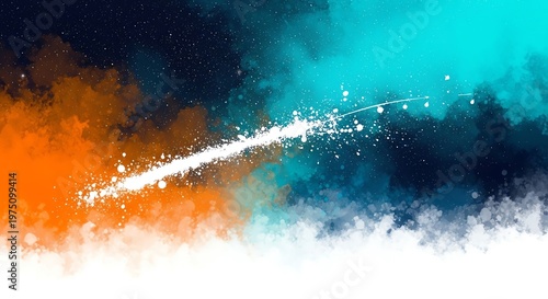 Vibrant colorful smoke background with white streak and splashes  abstract design element