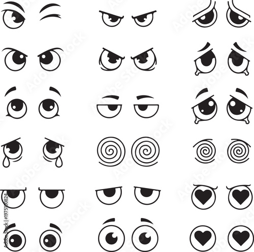 Cartoon Eye Expressions Set Vector Icons for Characters