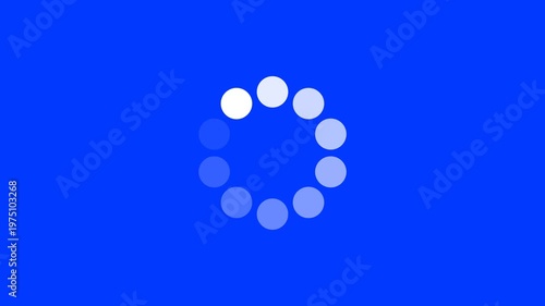 White gradient dotted round loading page video design on blue screen