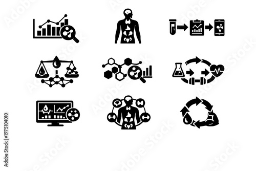 Workflow hormonal structure biohacking icon symbol icons arrows hormone diagram chart vector