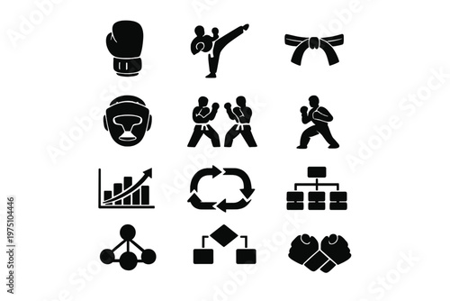 Chart martial sparring combat symbol stance vector arts glove diagram icon