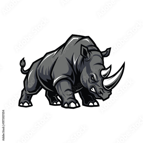 Billede på lærred Rhino illustration with transparent background for graphic design projects and w