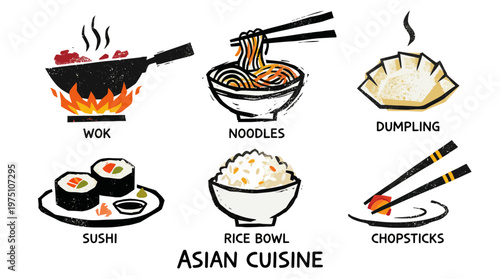  A hand Asian Cuisine Icon Set