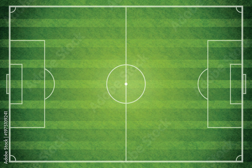 Realistic soccer field. Soccer pitch football field turf goal line texture stadium background sport artificial synthetic grass layout aerial top view exact vector illustration