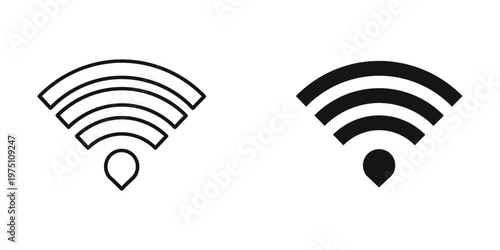 Comparison of active and inactive wifi signal icons with varying signal strengths