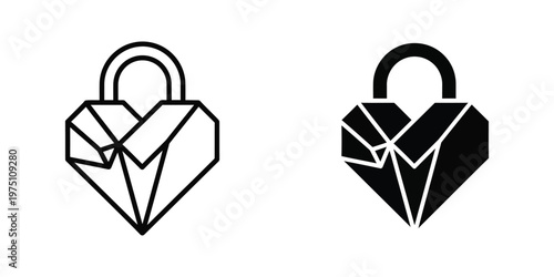Contrasting padlocks with geometric heart and abstract design variations