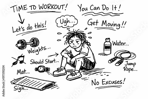 Generation motivation naive trying style workout doodle image messy lines icon simple