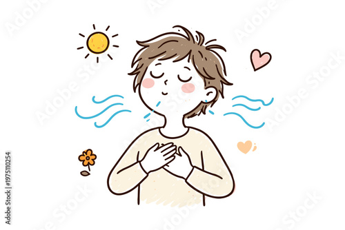 Vector generation style doodle deeply image naive icon person relaxation simple breathing