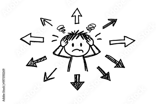 Simple generation image overwhelmed vector white too icon messy style person arrows