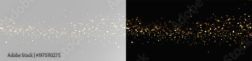 Golden glitter dust overlay with sparkling glowing particles, universal gold dust application png
