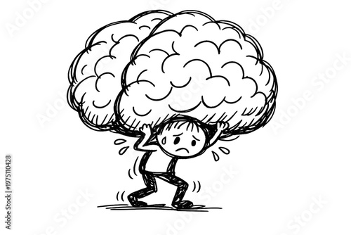 Doodle image vector white uneven imperfect icon carrying generation simple overthinking giant