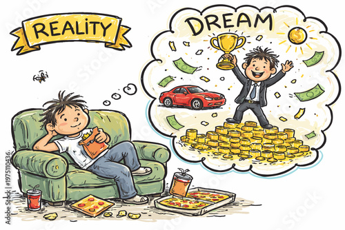 Doodle doing naive concept icon nothing dream imperfect vector simple while generation