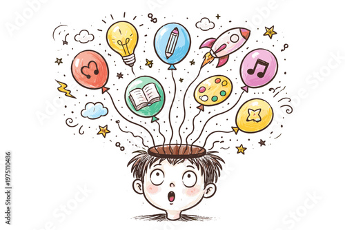 Messy imagination simple uneven vector icon escaping imperfect from like balloons