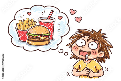 Meal craving naive person messy icon image doodle bubble simple vector generation