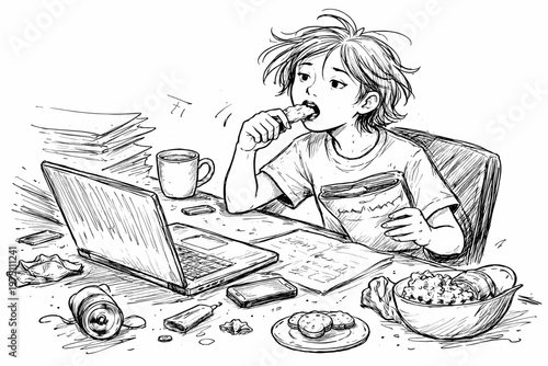 Imperfect distraction generation image messy lines while simple person vector concept icon