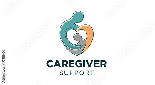 Caregiver support logo symbolizes care nurturing and protection icon