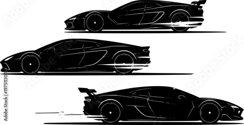 Luxury Electric Sports Car Driving Through Neon City at Night, High-Speed Motion Blur and Urban Reflections in Futuristic Automotive Design - Vector Stock