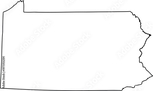 A simple black outline drawing representing the geographical shape of the state of pennsylvania Vector