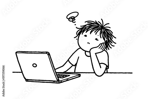 Subtle procrastination laptop aesthetic simple naive vector generation nothing icon image white