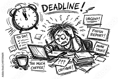 Doodle deadline simple vector imperfect concept tasks sketch clock icon to generation