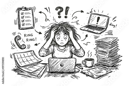 Concept many vector icon paralysis decision person between image lines stuck simple