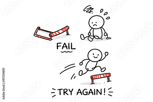 Simple generation messy minimal image again doodle vector trying icon persistence person