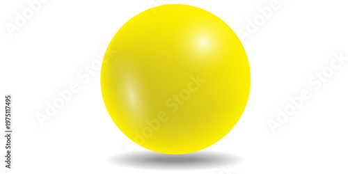 yellow circle with realistic 3D vector illustration on white background. vector illustration