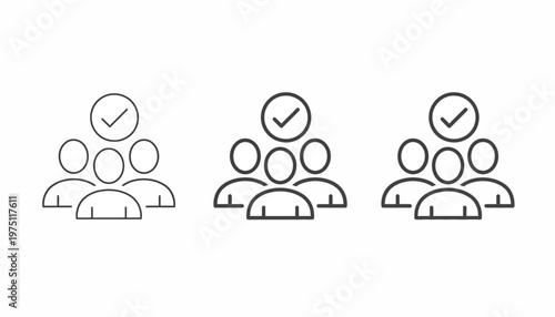 Three verified icons of people with checkmarks are shown in a row