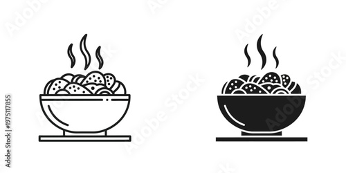 steaming hot food bowl with rice vector illustration flat design