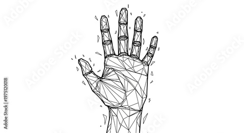 A hand with geometric lines and shapes.