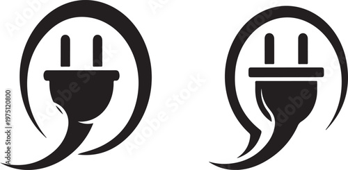 Power Connection Icons: Two minimalistic icons illustrate the essence of power connection, representing both the source and the recipient of electrical energy. The design is sleek, modern.