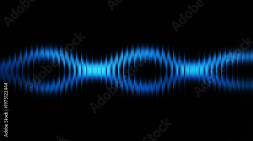 Abstract blue sound wave on black background, glowing digital audio frequency visualization, neon electronic signal pulse for music production
