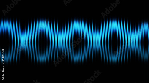 Glowing blue sound wave on black background, digital audio frequency visualization, neon electronic signal pulse, futuristic music equalizer display