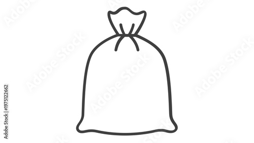 Minimalist Tied Trash Bag Line Icon Illustration, Scalable Vector Graphic for Household Cleaning, Waste Management, Garbage Disposal, and Rubbish Collection, Flat Design for Web and Apps.
