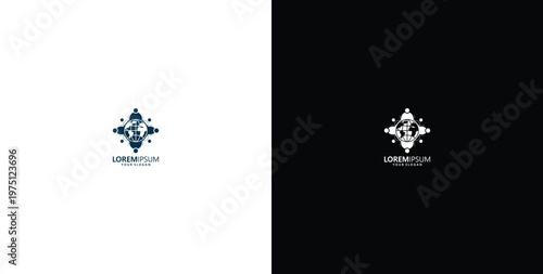 Global earth human world people logo design