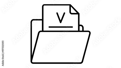 Legal justice folder with document and paragraph symbol, minimalist black line vector icon illustration for law, court cases, compliance, and administrative filing, scalable AI-generated graphic.