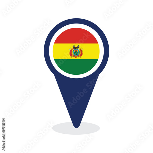 Map Pointer with bolivia Flag