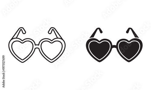Heart-shaped sunglasses Icons. Fashion accessory for parties, festivals Vector