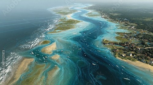 Estuarine sediment transport monitoring sensor networks concept AI guided flow deposition analysis real time turbidity monitoring scalable coastal management infrastructure