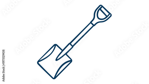 Minimalist Shovel Vector Icon Illustration for Gardening, Farming, and Construction Projects. Clean Line Art Spade Design for Landscaping, Digging, and Agricultural Work. Scalable AI-Generated
