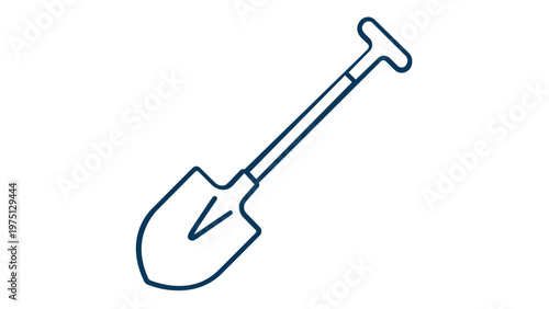 Minimalist Shovel Vector Icon Illustration for Gardening, Farming, and Construction Projects. Clean Line Art Spade Symbol for Agriculture, Landscaping, and Soil Digging Design Elements.