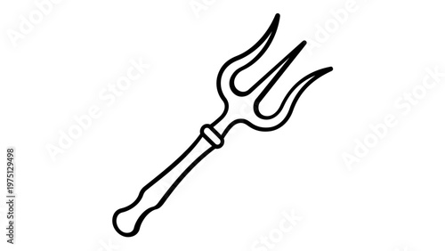 Pitchfork vector icon illustration for agriculture and farming, minimalist black line art design of a garden tool or pitchfork isolated on white background, scalable AI-generated graphic resource.