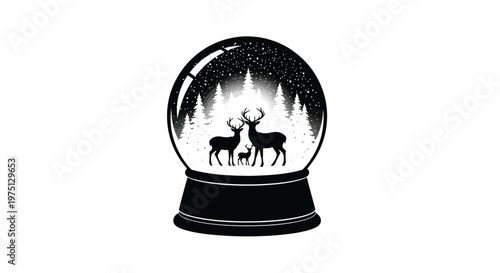 Snow globe containing deer and trees a wintry scene captured in a decorative glass sphere