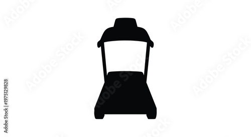 Black silhouette of a lawnmower against a white background simple and graphic design