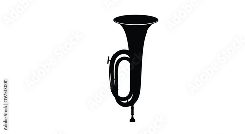 Black musical instrument a trombone isolated on a white background silhouette