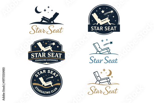 Star seat logos collection: night sky theme with chairs and stars