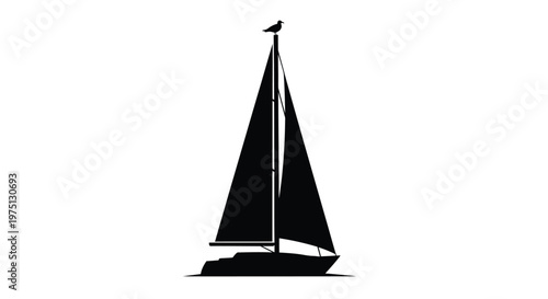 Tall sailboat mast against white background a striking nautical silhouette design