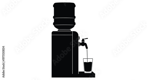 Water cooler with glass dispensing water simple black graphic design silhouette