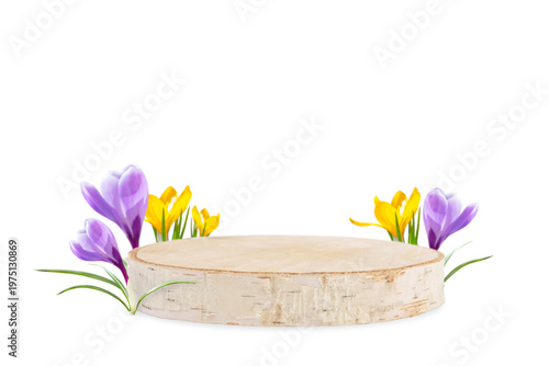 Floral Arrangement with Birch Wood Platform